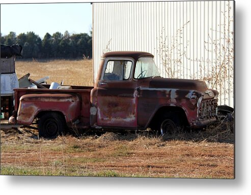 1955 Chevy Truck Metal Print featuring the photograph Fix me up by Yumi Johnson