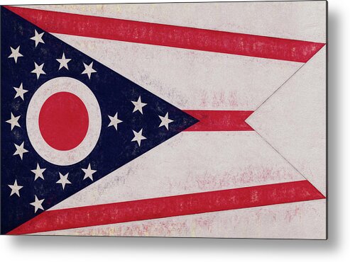 Flag Of Ohio Metal Print featuring the photograph Flag of Ohio Grunge by Roy Pedersen