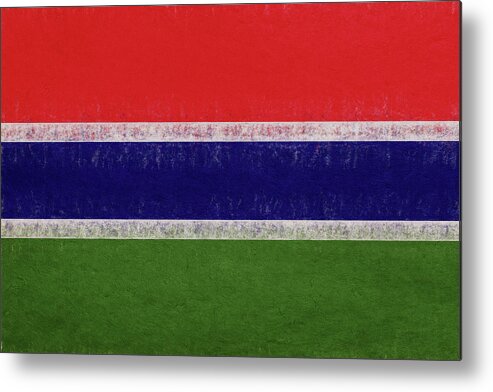 Africa Metal Print featuring the digital art Flag of the Gambia Grunge. by Roy Pedersen