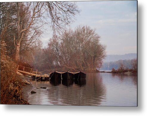 Flat Metal Print featuring the photograph Flat Boats - Washingtons Crossing by Bill Cannon