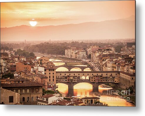 Florence Metal Print featuring the photograph Florence at sunset by Delphimages Photo Creations