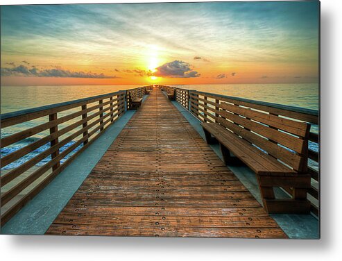 Sunrise Metal Print featuring the photograph Florida Pier Sunrise by R Scott Duncan