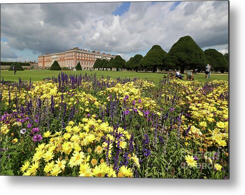 Formal Garden At Hampton Court Palace Metal Print featuring the photograph Flower bed Hampton Court Palace by Julia Gavin