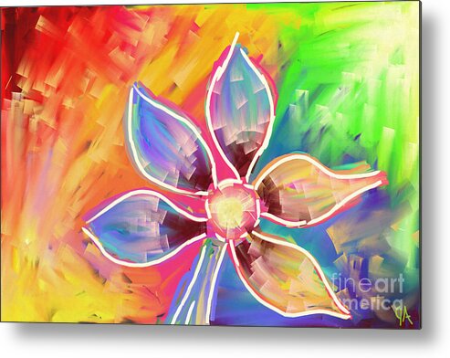 Flower Metal Print featuring the painting Flower Power by Jeremy Aiyadurai