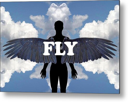 Fly Wings Clouds Metal Print featuring the digital art Fly by Catherine Weser
