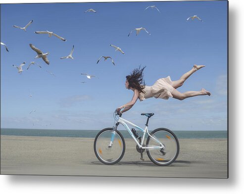 Creative Edit Metal Print featuring the photograph Flycling by Karim Aboukelila