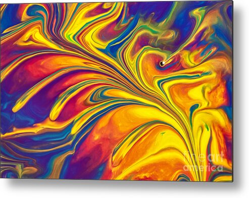 Abstract Metal Print featuring the painting Flying Duck by Patti Schulze