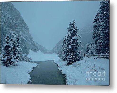  Metal Print featuring the photograph Foggy And Freezing At Lake Louise by Adam Jewell