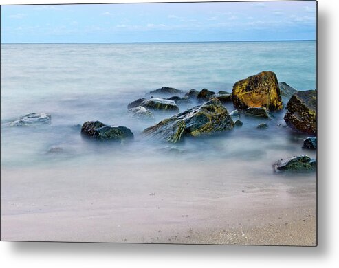 2015 Metal Print featuring the photograph Foggy Rocks by Wolfgang Stocker
