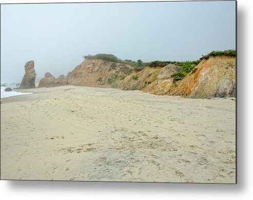 Cape Metal Print featuring the photograph Foggy Vineyard Beach by Donna Doherty