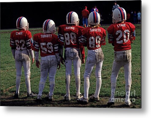 American Dream Metal Print featuring the photograph Football Team Kids On Sideline by Jim Corwin