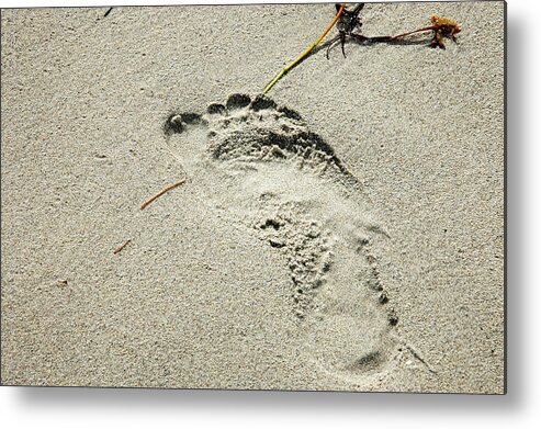 Footprint Metal Print featuring the photograph Footprint in the Sand - South Beach Miami by Frank Mari