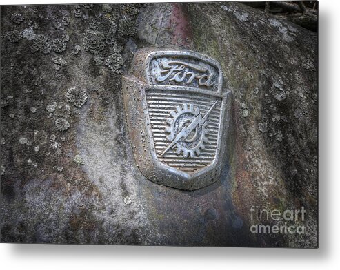 Ford F100 Logo Metal Print featuring the photograph Ford F100 logo Old Car City by Arttography LLC