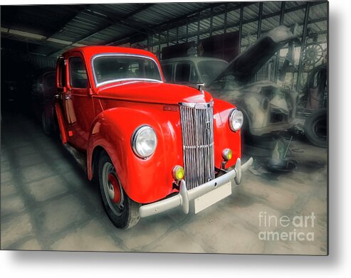 Red Metal Print featuring the photograph Ford Prefect by Charuhas Images