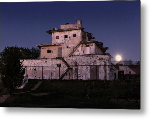 Landscape Metal Print featuring the photograph Fort Stark Sunset with Super Moon Rising, New Castle, NH by Betty Denise