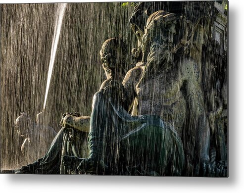 Rossio Metal Print featuring the photograph Fountain at Rossio Square by Pablo Lopez