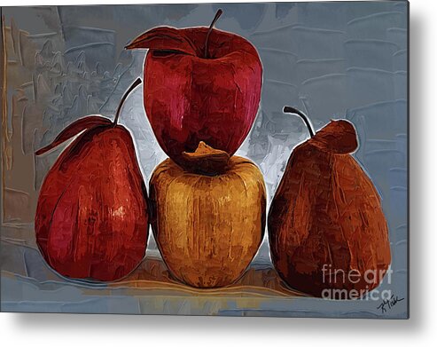 Still-life Metal Print featuring the digital art Four Fruits by Kirt Tisdale