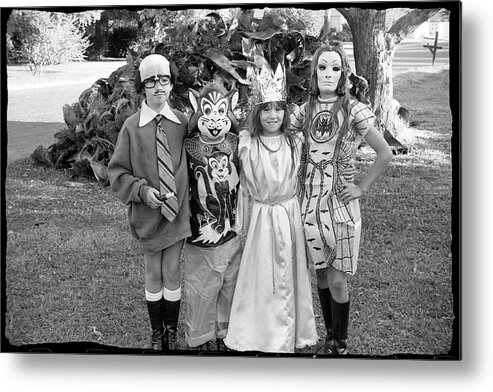 Halloween Metal Print featuring the photograph Four Girls in Halloween Costumes, 1971, Part One by Jeremy Butler