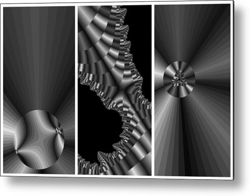 Fractal Art Metal Print featuring the digital art Fractal Art Triptych 1113 BW by Maciek Froncisz