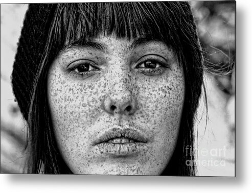 Beauty Metal Print featuring the photograph Freckle Face CloseUp by Jim Fitzpatrick