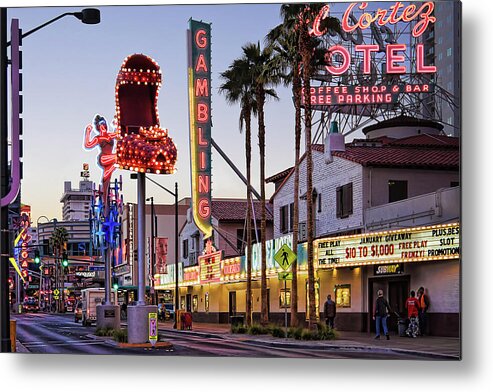 Fremont Street Metal Print featuring the photograph Fremont Street neon signs by Tatiana Travelways