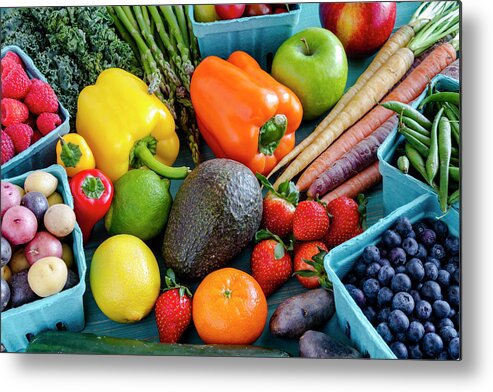 Agriculture Metal Print featuring the photograph Fresh Fruits and Vegetables by Teri Virbickis