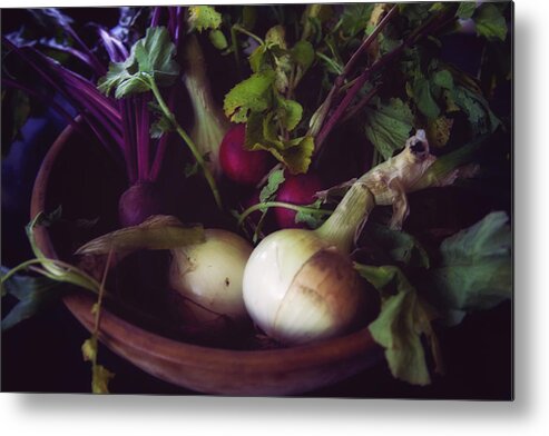 Produce Metal Print featuring the photograph Fresh Produce in Wooden Bowl by Toni Hopper