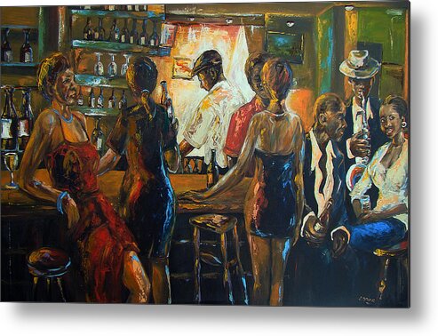 Midnight Blue Series Metal Print featuring the painting Friends by Berthold Moyo