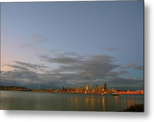  Metal Print featuring the photograph From Alki - Cloudy Night by Brian O'Kelly