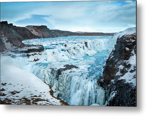 Cascade Metal Print featuring the photograph Frozen Gullfoss by Geoff Smith