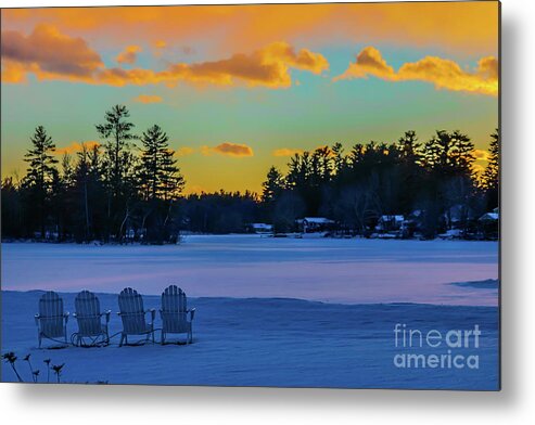 Winter Metal Print featuring the photograph Frozen sunset by Claudia M Photography