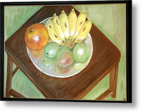 Fruits Metal Print featuring the painting Fruit Plate by Usha Shantharam