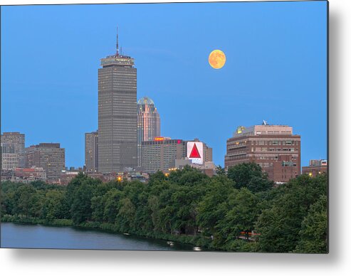Boston Metal Print featuring the photograph Full Moon Across Boston Skyline by Juergen Roth