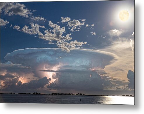 Full Moon Metal Print featuring the photograph Full Moon Lake Storm by James BO Insogna