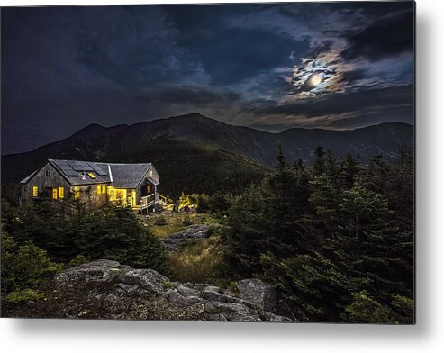 Full Moon Metal Print featuring the photograph Full Moon over Greenleaf Hut by White Mountain Images