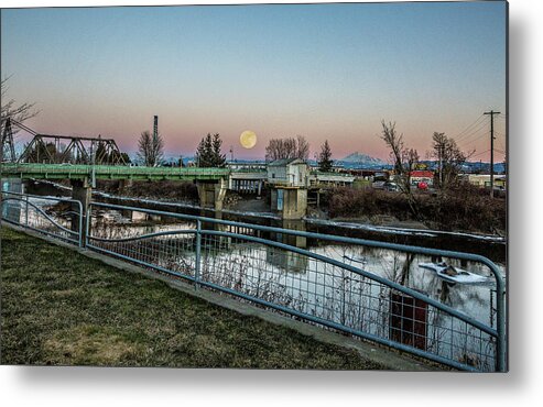 Full Moon Metal Print featuring the photograph Full Moon Over The Nooksack by Mark Joseph
