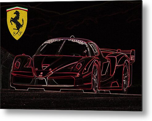 Ferrari Metal Print featuring the drawing FXX art 2 by Darrell Foster
