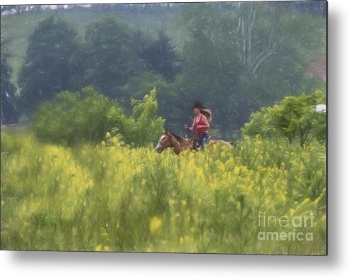 Cattle Metal Print featuring the photograph Galloping Through The Tall Grass by Dan Friend