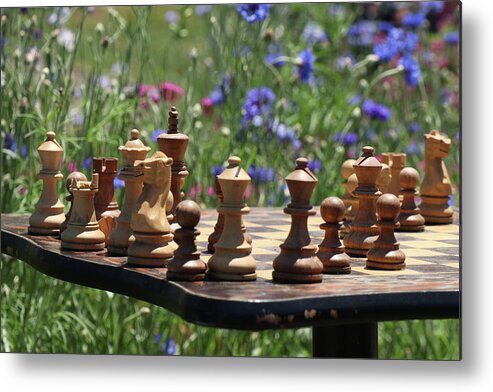 Chess Metal Print featuring the photograph Garden Chess by Cate Franklyn