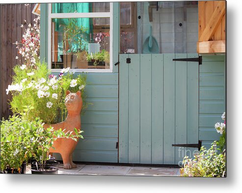Garden Shed Metal Print featuring the photograph Gardeners paradise growing plants and flowers by Simon Bratt
