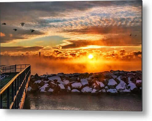 Sunrise Metal Print featuring the photograph Geese and All by James Meyer