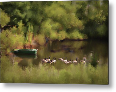 Kentucky Metal Print featuring the digital art Geese On The Pond by Randall Evans
