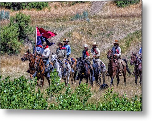 Little Bighorn Re-enactment Metal Print featuring the photograph General Custer and his Entourage by Donald Pash