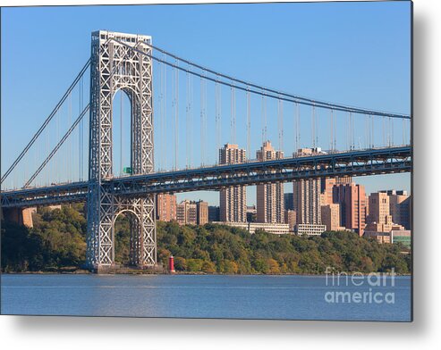 Clarence Holmes Metal Print featuring the photograph George Washington Bridge and Lighthouse II by Clarence Holmes