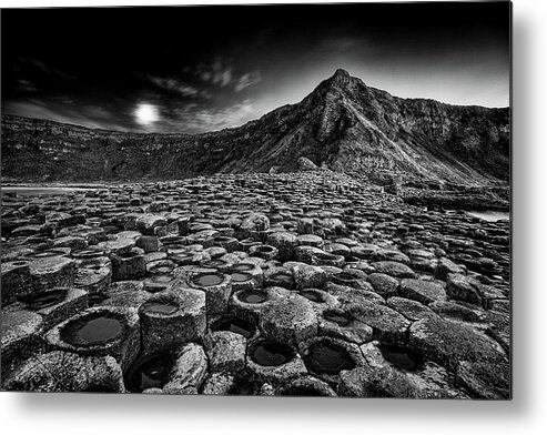 Giants Metal Print featuring the photograph Giants Causeway Moonrise by Nigel R Bell