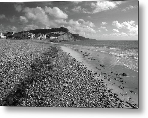Sidmouth Metal Print featuring the photograph Girl on Sidmouth beach by Chris Day