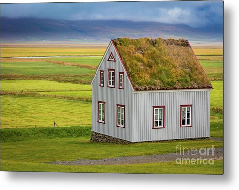 Byggðasafn Skagfirðinga Metal Print featuring the photograph Glaumbaer Farmhouse by Inge Johnsson