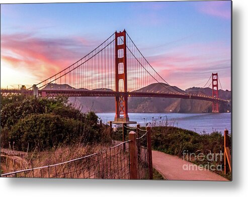 Golden Gate Bridge Metal Print featuring the photograph Golden Gate Bridge Sunset by Kate Brown