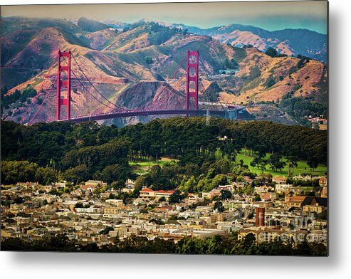 Sfo Metal Print featuring the photograph Golden Gate Bridge - Twin Peaks by Doug Sturgess