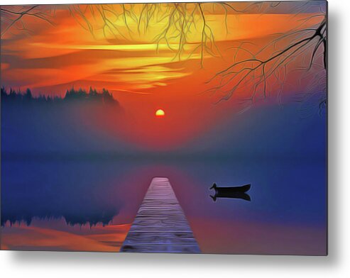 Golden Lake Metal Print featuring the painting Golden Lake by Harry Warrick